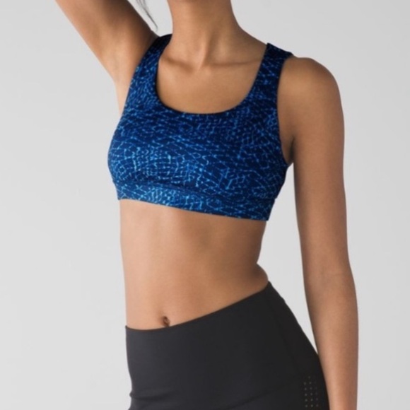 Lululemon Energy Bra Exhale Samba Snake Kayak Hero Blue Size 6 - Picture 1 of 6